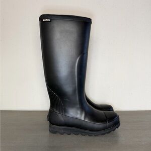 SOREL Joan Tall Waterproof Rubber Rain Boots Matte black women's size 6 Lined